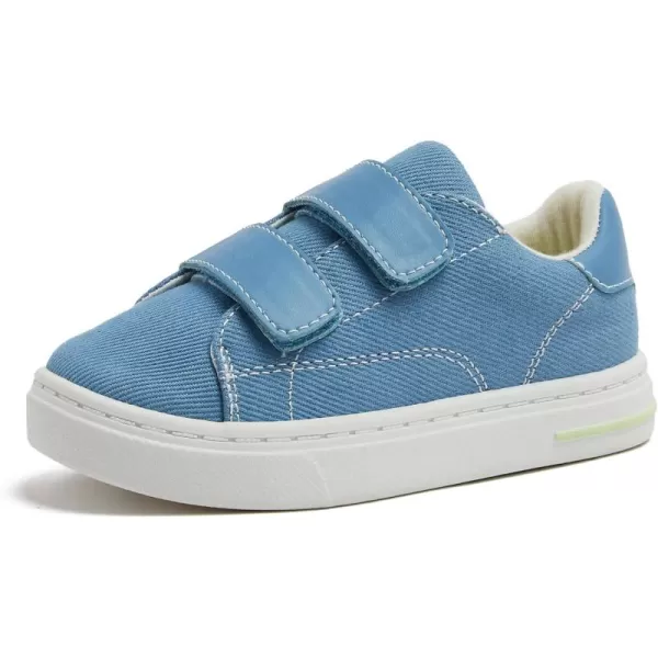 Lands End Boys and Girls Sneakers No Tie Casual Tennis Shoes for Boys and Girls Size 510 Toddler Little and Big Kids 11 to 7 Blue or White with Hook and Loop StrapsDenim