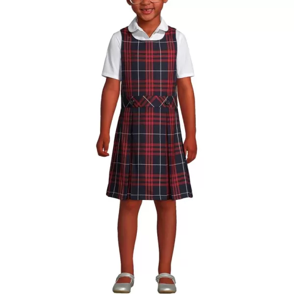 Lands End Girls Uniform Plaid JumperClassic Navy Large Plaid