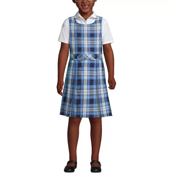 Lands End Girls Uniform Plaid JumperClear Blue Plaid