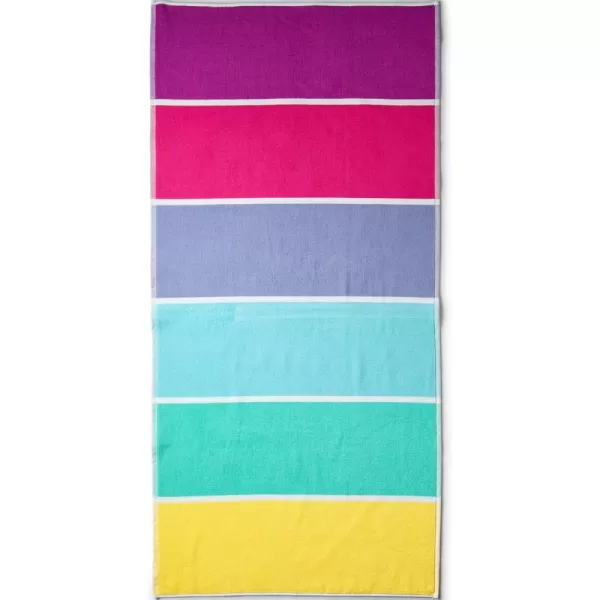 Lands End Kids Cabana Stripe Beach Towel Lime Jade Multi Stripe 32quot x 64quotViolet Rose Multi Stripe