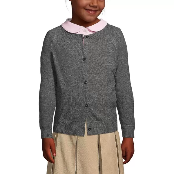 Lands End School Uniform Girls Cotton Modal Cardigan SweaterCoal Heather