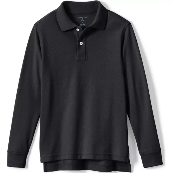 Lands End School Uniform Kids Long Sleeve Mesh Polo ShirtBlack