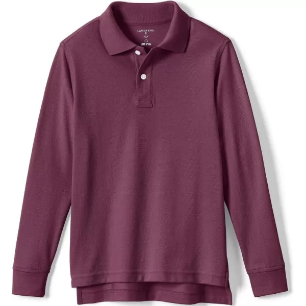 Lands End School Uniform Kids Long Sleeve Mesh Polo ShirtBurgundy