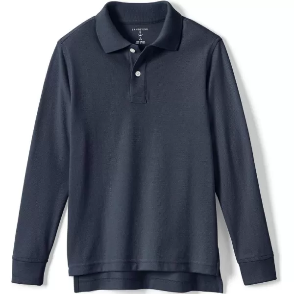 Lands End School Uniform Kids Long Sleeve Mesh Polo ShirtClassic Navy