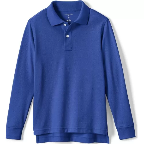 Lands End School Uniform Kids Long Sleeve Mesh Polo ShirtCobalt