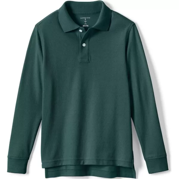 Lands End School Uniform Kids Long Sleeve Mesh Polo ShirtEvergreen