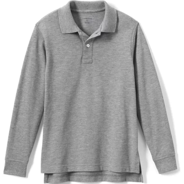 Lands End School Uniform Kids Long Sleeve Mesh Polo ShirtGray Heather