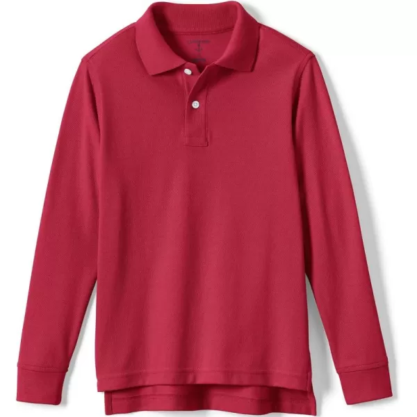 Lands End School Uniform Kids Long Sleeve Mesh Polo ShirtRed