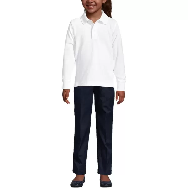 Lands End School Uniform Kids Long Sleeve Mesh Polo ShirtWhite