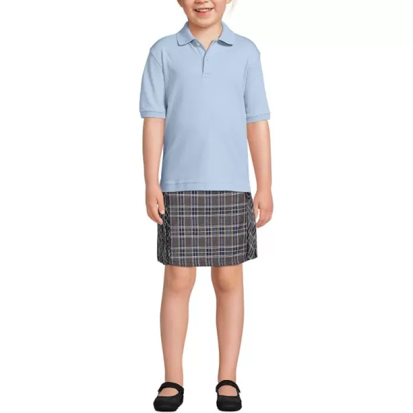 Lands End School Uniform Kids Short Sleeve Interlock Polo ShirtBlue