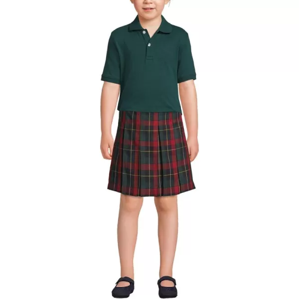 Lands End School Uniform Kids Short Sleeve Interlock Polo ShirtEvergreen