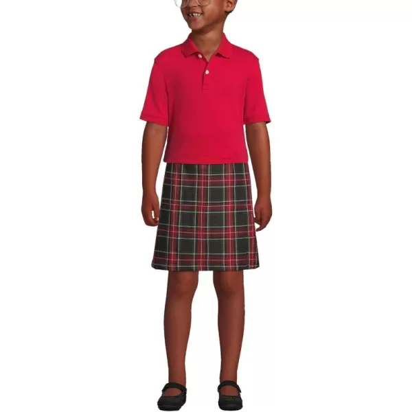 Lands End School Uniform Kids Short Sleeve Interlock Polo ShirtRed