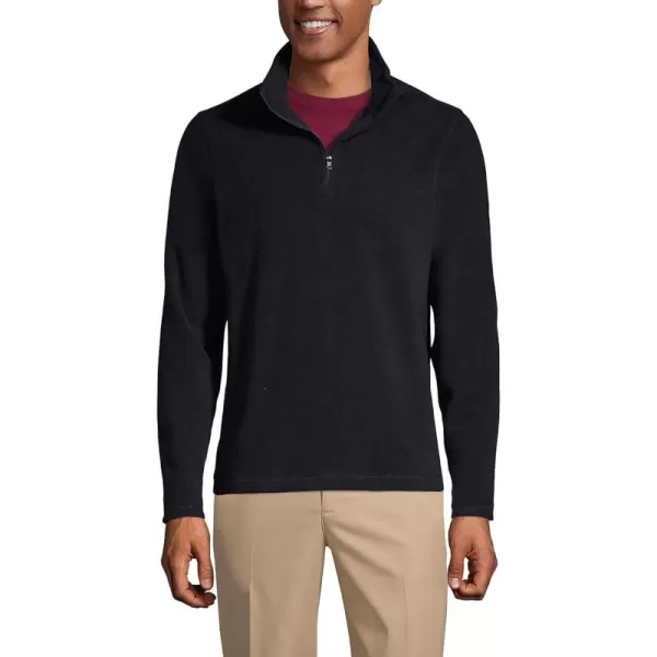 Lands End School Uniform Young Mens Lightweight Fleece Quarter Zip PulloverBlack