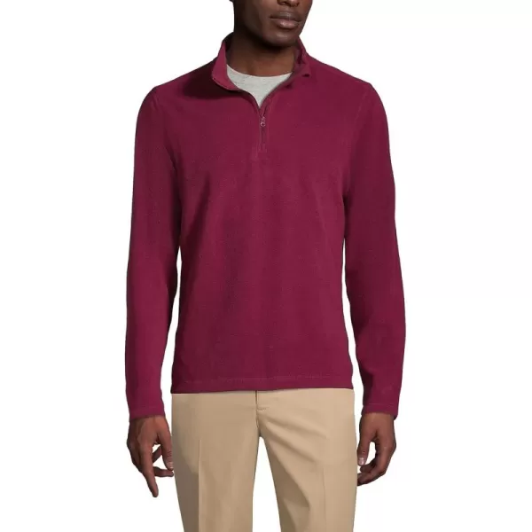 Lands End School Uniform Young Mens Lightweight Fleece Quarter Zip PulloverBurgundy