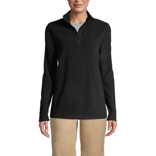 Lands End School Uniform Young Womens Lightweight Fleece Quarter Zip PulloverBlack