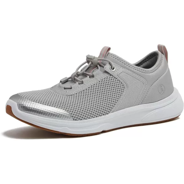 Lands End Slip On Water Sneakers for Women with Quick Dry Mesh Lightweight Sport Womens Water Shoes with Drainage Holes for Beach or Pool Black or Silver Adult Size 611 Water Shoes for WomenSilver