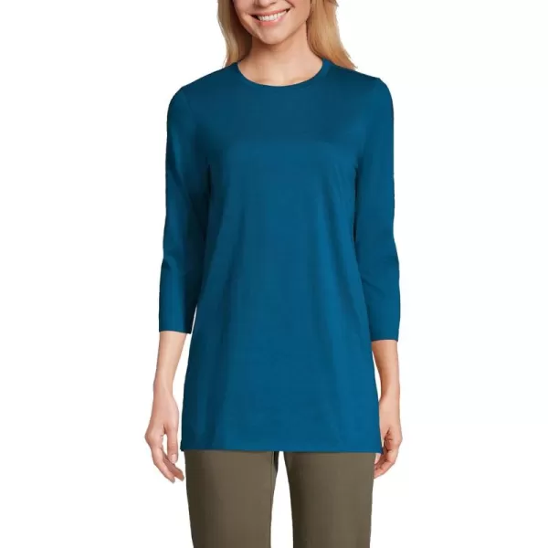 Lands End Womens 34 Sleeve Supima Cotton Crewneck TunicBaltic Teal