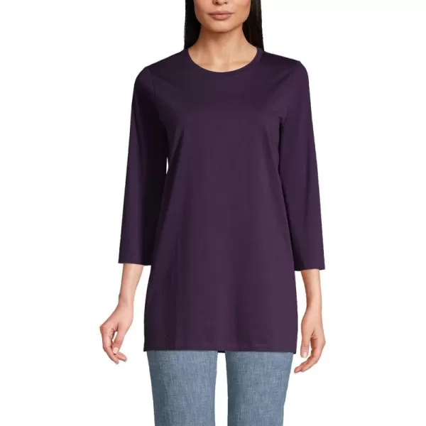 Lands End Womens 34 Sleeve Supima Cotton Crewneck TunicBlackberry