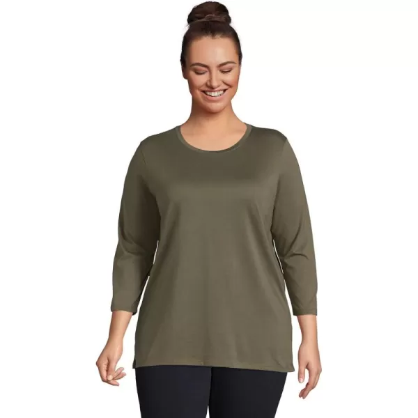 Lands End Womens 34 Sleeve Supima Cotton Crewneck TunicForest Moss