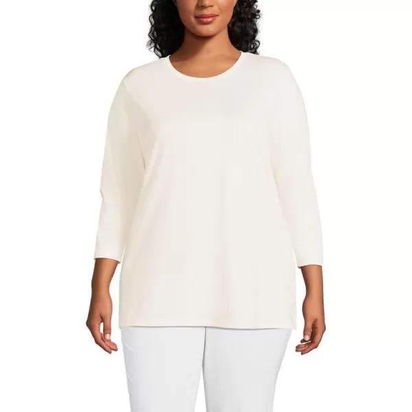 Lands End Womens 34 Sleeve Supima Cotton Crewneck TunicFresh Ivory