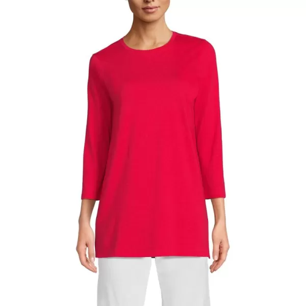 Lands End Womens 34 Sleeve Supima Cotton Crewneck TunicHeritage Red