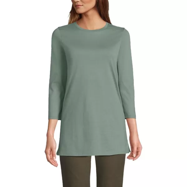 Lands End Womens 34 Sleeve Supima Cotton Crewneck TunicLily Pad Green