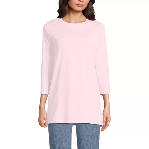 Lands End Womens 34 Sleeve Supima Cotton Crewneck TunicPink Fog