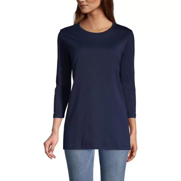 Lands End Womens 34 Sleeve Supima Cotton Crewneck TunicRadiant Navy