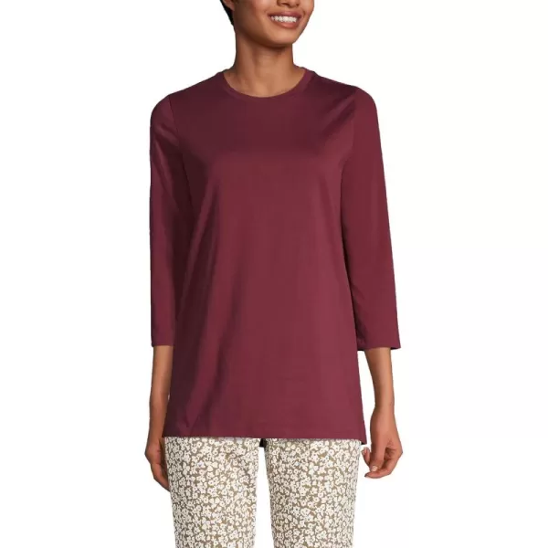 Lands End Womens 34 Sleeve Supima Cotton Crewneck TunicRich Burgundy