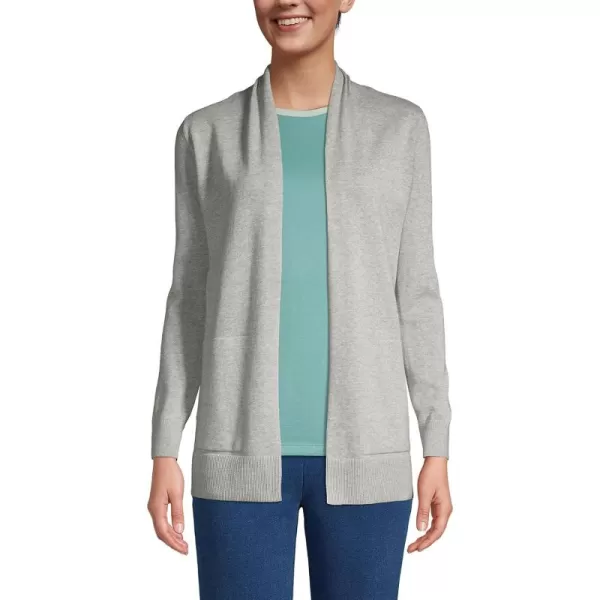 Lands End Womens Long Sleeve Open Long Cardigan SweaterGray Heather