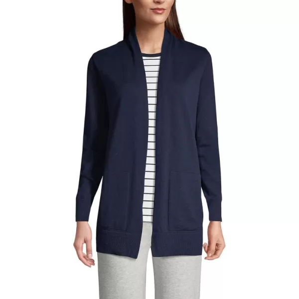 Lands End Womens Long Sleeve Open Long Cardigan SweaterRadiant Navy