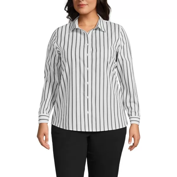 Lands End Womens Pinwale Cord Long Sleeve ShirtBlack Dual Stripe