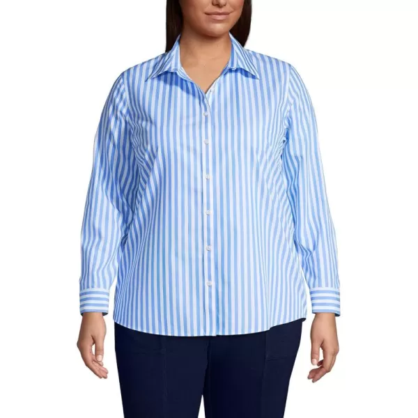 Lands End Womens Pinwale Cord Long Sleeve ShirtChicory Blue Stripe