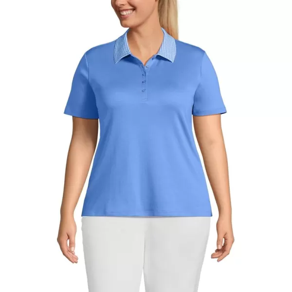 Lands End Womens Supima Cotton Polo ShirtChicory Blue Gingham