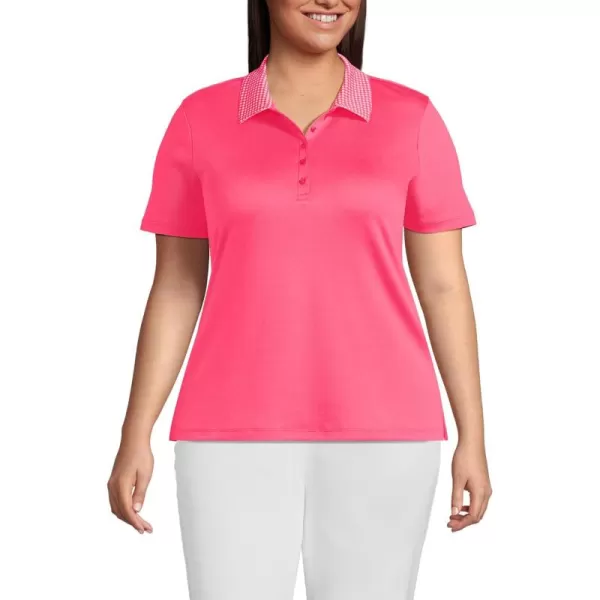 Lands End Womens Supima Cotton Polo ShirtRouge Pink Gingham