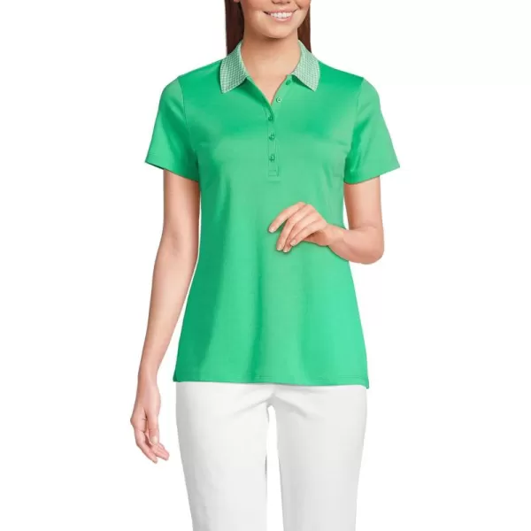 Lands End Womens Supima Cotton Polo ShirtWintergreen Gingham