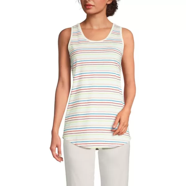 Lands End Womens Supima Cotton Tunic Tank TopIvoryCerise Pink Multi Stripe