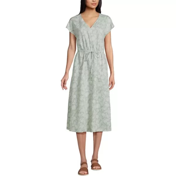 Lands End Womens VNeck Midi Dress Made with Tencel FibersAqua Surf Classic Floral