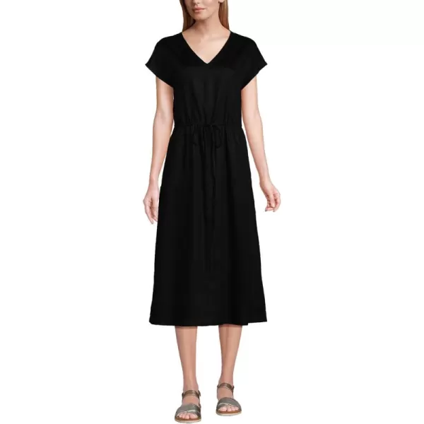 Lands End Womens VNeck Midi Dress Made with Tencel FibersBlack