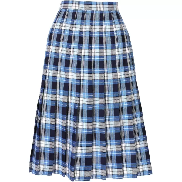 Lands End School Uniform Womens Plaid Pleated Skirt Below The KneeClear Blue Plaid