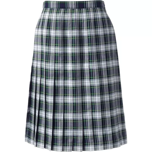 Lands End School Uniform Womens Plaid Pleated Skirt Below The KneeWhite Plaid