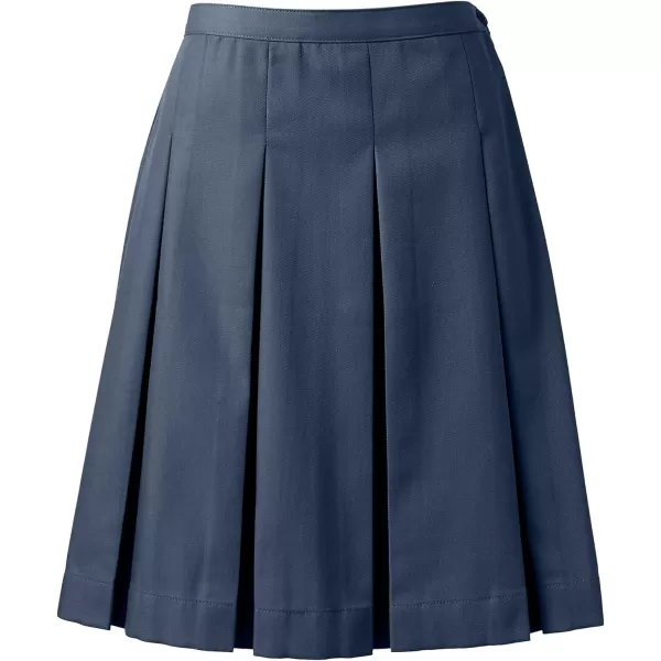 Lands End School Uniform Womens PolyCotton Box Pleat Skirt Top of KneeClassic Navy