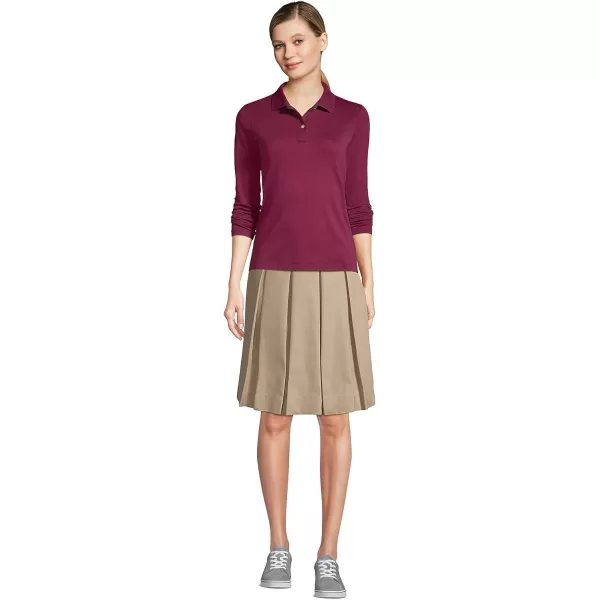 Lands End School Uniform Womens PolyCotton Box Pleat Skirt Top of KneeKhaki