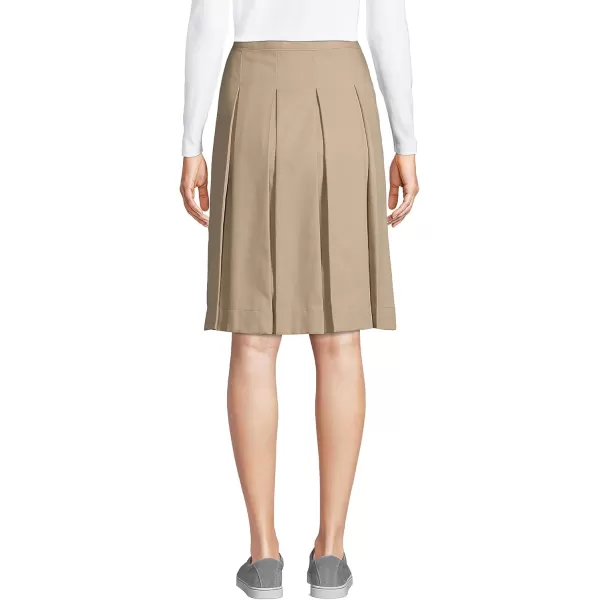 Lands End School Uniform Womens PolyCotton Box Pleat Skirt Top of KneeKhaki