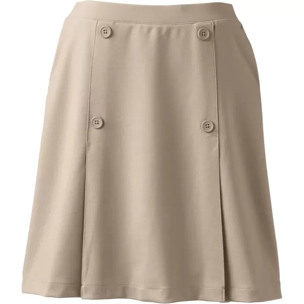 Lands End School Uniform Womens Ponte Button Front SkortKhaki