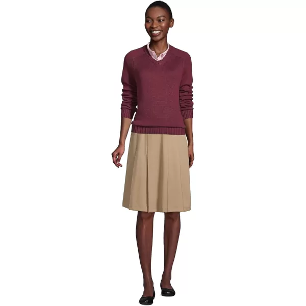 Lands End School Uniform Womens Ponte Pleat SkirtKhaki