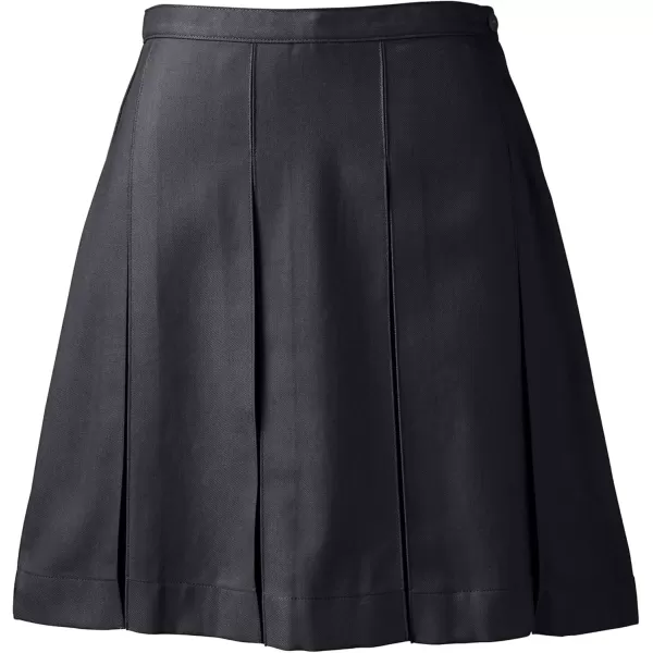 Lands End School Uniform Womens Solid Box Pleat Skirt Above KneeBlack