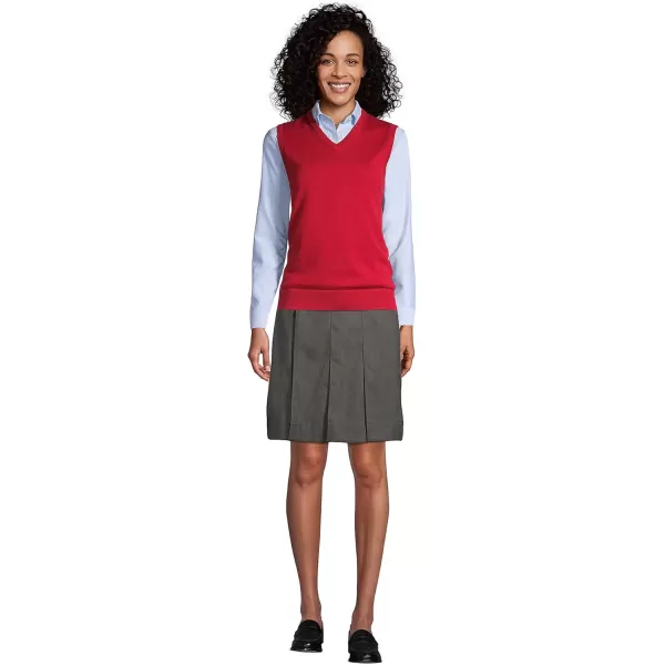 Lands End School Uniform Womens Solid Box Pleat Skirt Above KneeGray