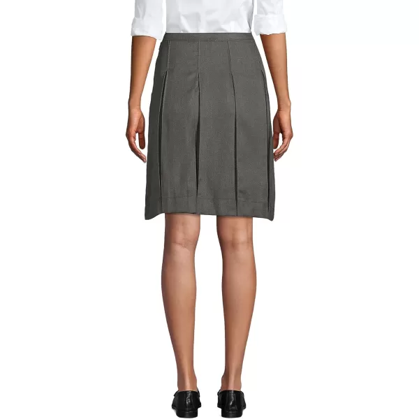 Lands End School Uniform Womens Solid Box Pleat Skirt Above KneeGray