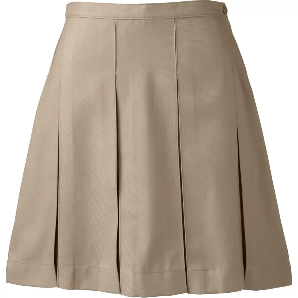 Lands End School Uniform Womens Solid Box Pleat Skirt Above KneeKhaki